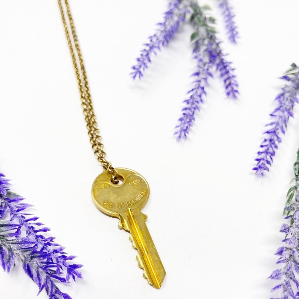 The Giving Keys Alpha Omicron Pi Sorority Engraved Necklace